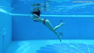 Sexy Babes with Big Tits Swim Underwater in the Pool