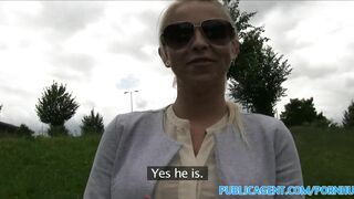 PublicAgent Blonde with Big Boobs has Outdoor Sex in Public