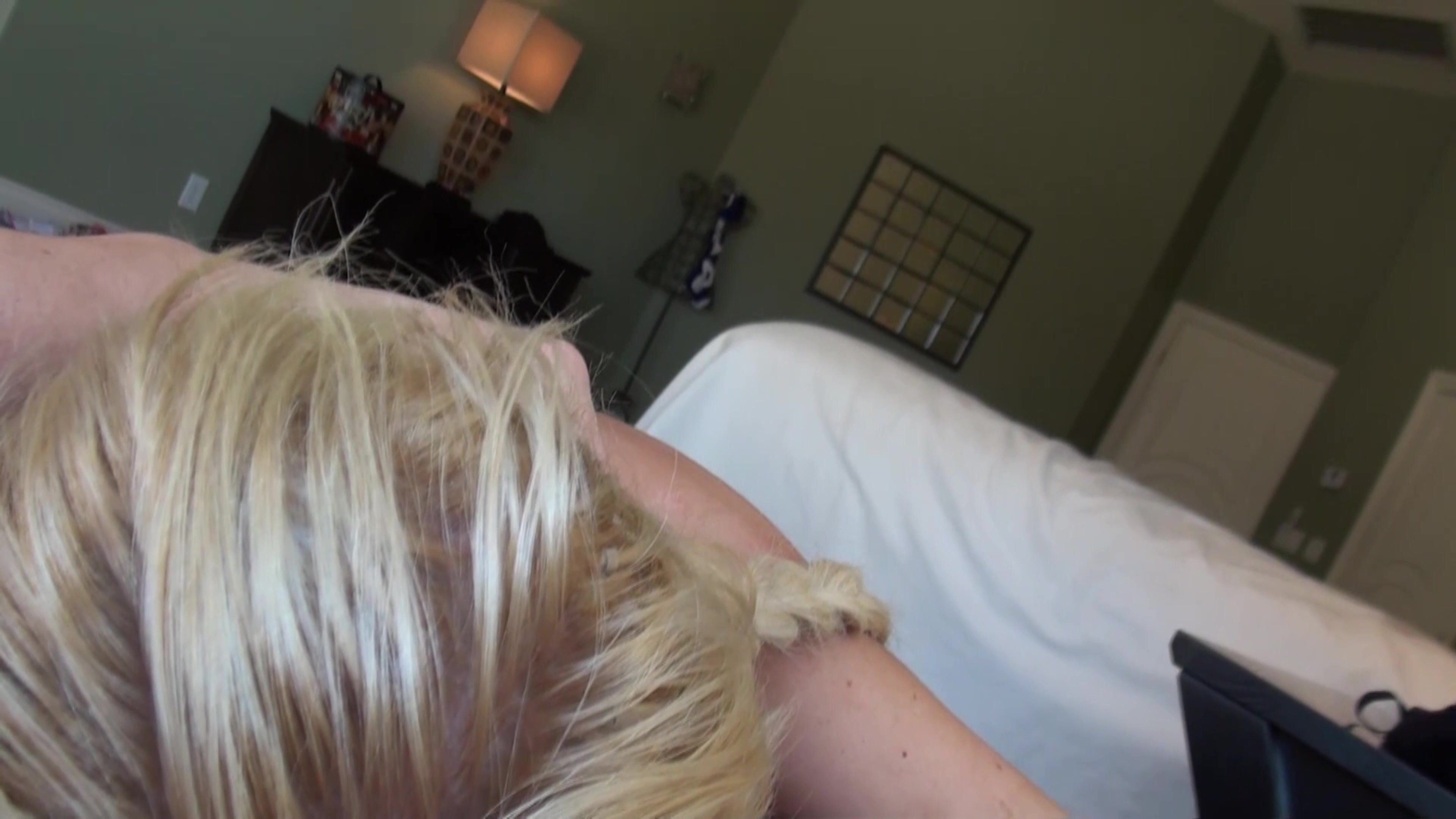Blonde In Pigtails Kneels To Give A Blowjob